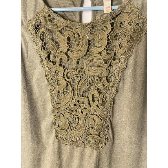 XHILERATION WOMENS JUNIORS SIZE MEDIUM 7/9 ARMY GREEN ALINE MIDI CROCHET - Picture 2 of 3